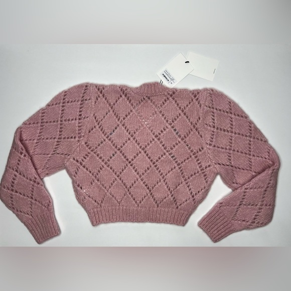 ALLESANDRA RICH Floral Wool Cropped Cardigan Pink Size 36 New - Picture 4 of 6